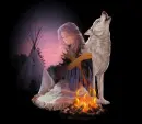Indian maiden with wolf