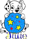 julie dalmation dog with ball