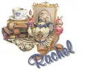 books and portrait with name Rachel