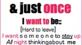 And Just Once...