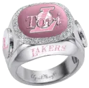 pink Los Angeles Lakers diamond ring tori
