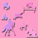 Various horses - pink & purple gradient