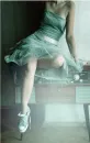 greenish dress with sneakers