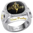 silver elvis presley diamond ring amber