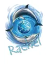 dolphins around earth with name Rachel