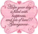 pink tag with name georganne