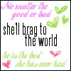 She'll brag to the world