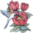 Humming birds with tulips