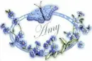 Oval Ribbon with Butterfly - Amy