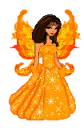 DOLL ANGEL BRUNETTE WINGS ORANGE YELLOW