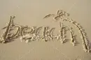 Beach written on a beach