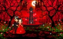 horror red and black girl and a boy dolls