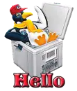 penguin chillin in cooler