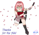 haruno sakura with the scroll and weapon