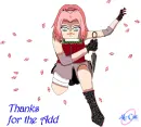 Haruno Sakura with scrool and weapon