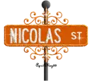 orange street sign nicolas ST