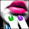 Pink Lips, Colorful Nails