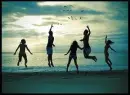 at the beach with friends