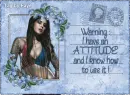 Anime Picture Postcard Blue - Warning: I have an Attitude