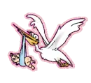 stork, baby is coming bocian z dzieckiem