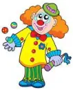 Juggling clown with horn