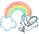 Scribble heart and rainbow