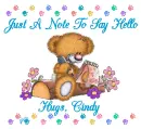 Just A Note To Say Hello  Hugs Cindy