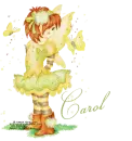 NAME CAROL/GIRL IN GREEN WITH BUTTERFLYS