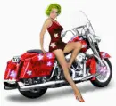 animated color change marilyn monroe on motorbike.