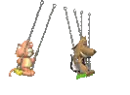 swinging dog and cat