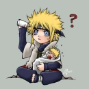 Yondaime trying to feed Naruto