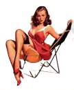 in red...in chair