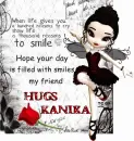 Smiles hugs Kanika
