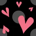 pink hearts on black
