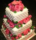 Pink Roses Wedding Cake