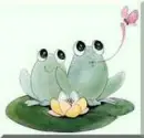 Two frogs catching a fly
