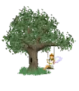 Angel swinging in tree