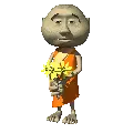 Monk holding flowers