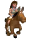 Indian woman riding horse