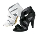 White and black heels