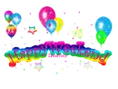 happy weekend rainbow ballons