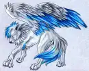 winged blue wolf
