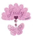 Pink fan with butterfly..Judy