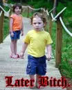 little boy leaving little girl