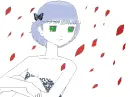 Anime girl in falling rose pedal's