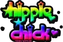 hippie chick rainbow glitter text
