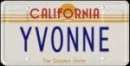 lisence plate california yvonne