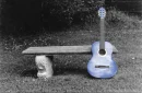 bench blue guitar