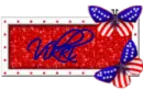 Vikki red white blue butterflies