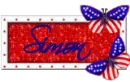 Simon red white blue butterflies